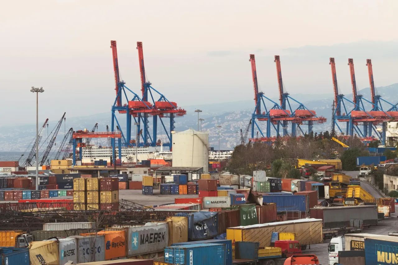 Container cranes at a shipping port